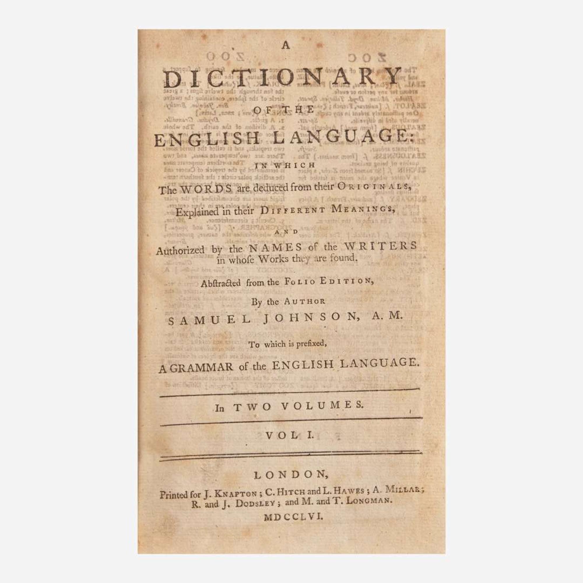 [Literature] Johnson, Samuel A Dictionary of the English Language…