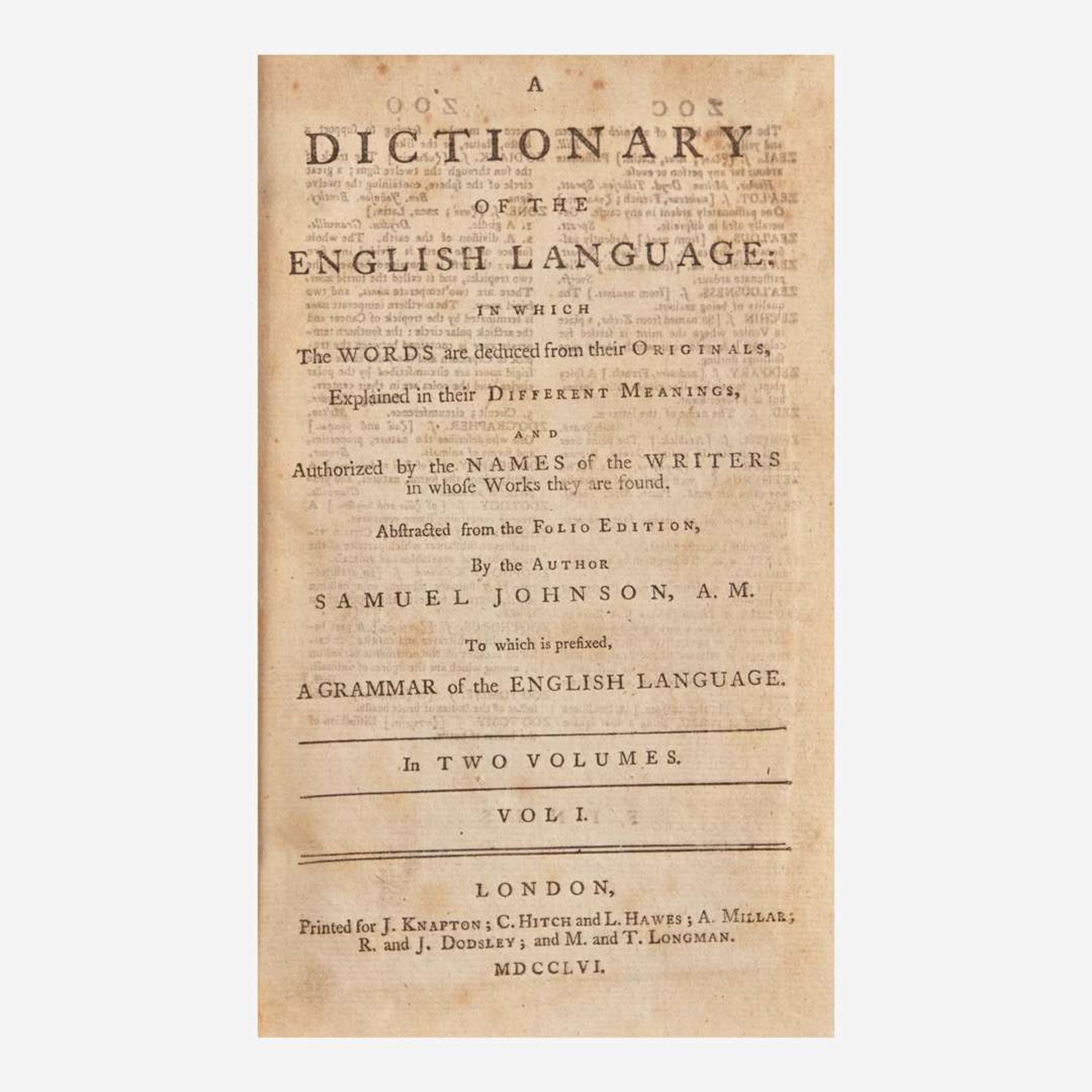 [Literature] Johnson, Samuel A Dictionary of the English Language…