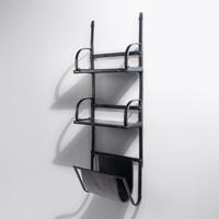 Leather Covered Mounted Shelf, c. 1960 France