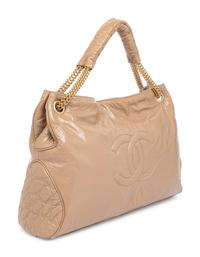 Chanel, Beige Patent Leather Rodeo Drive Tote