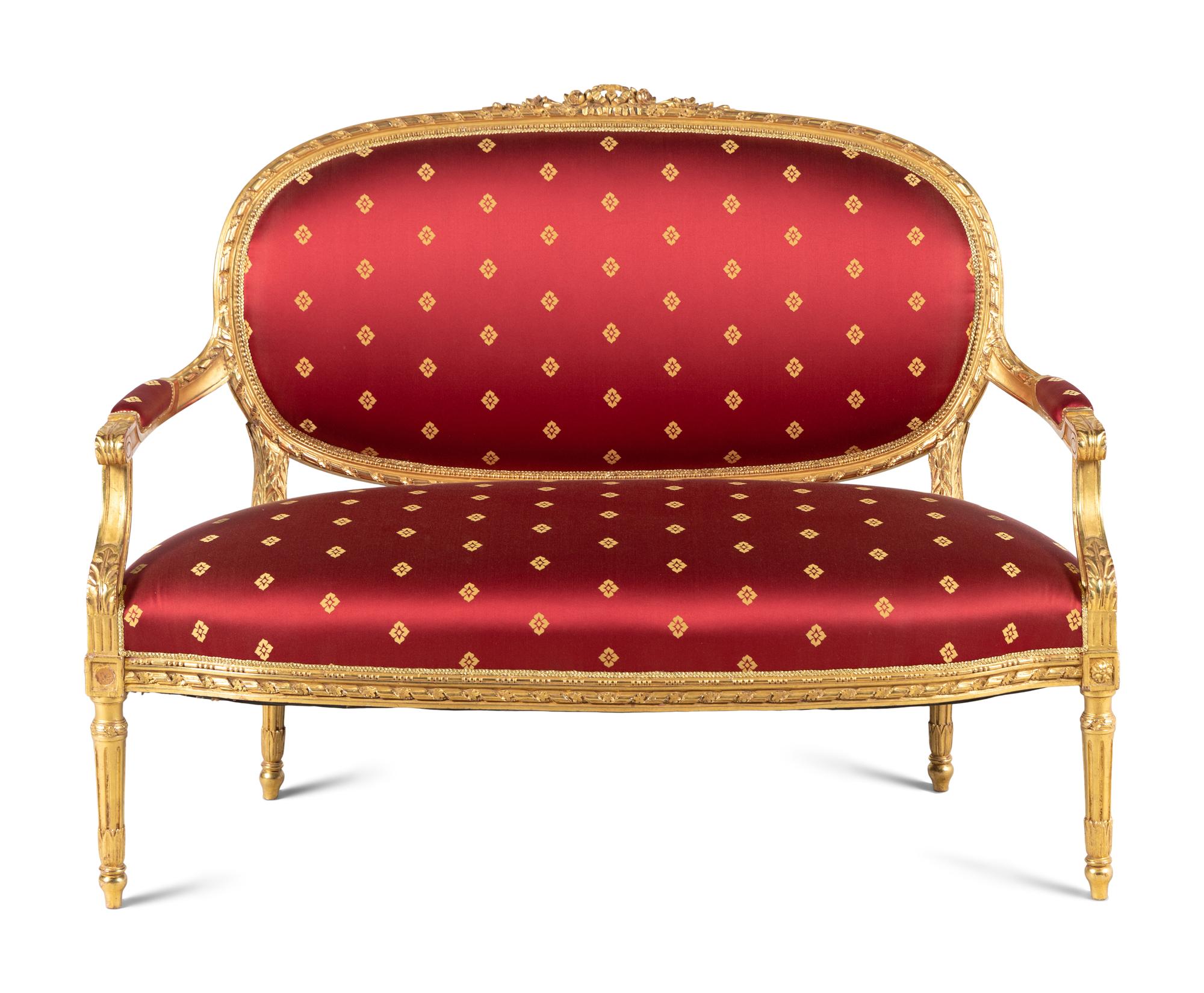 A Louis XVI Style Five-Piece Salon Suite