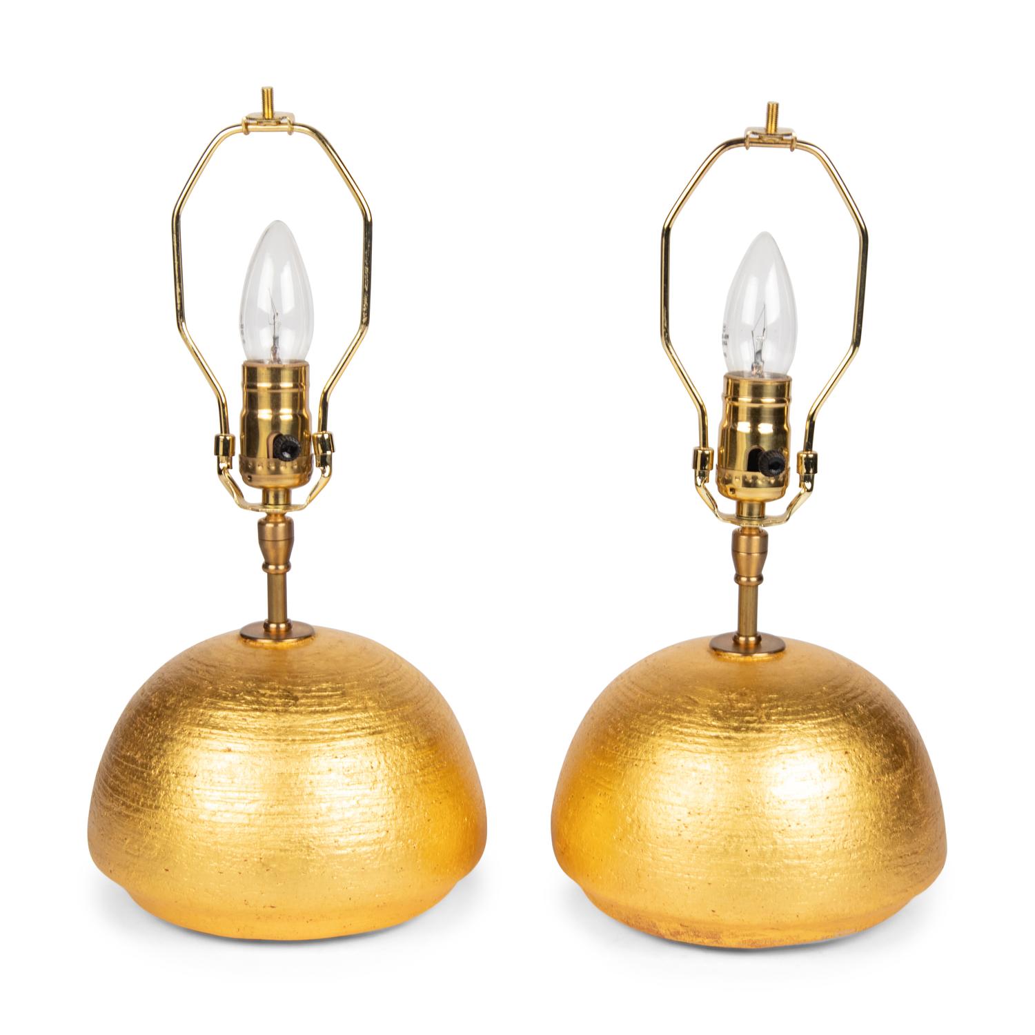 A Pair of Andrea Koeppel Gilded Ceramic Gumdrop Lamps