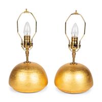 A Pair of Andrea Koeppel Gilded Ceramic Gumdrop Lamps