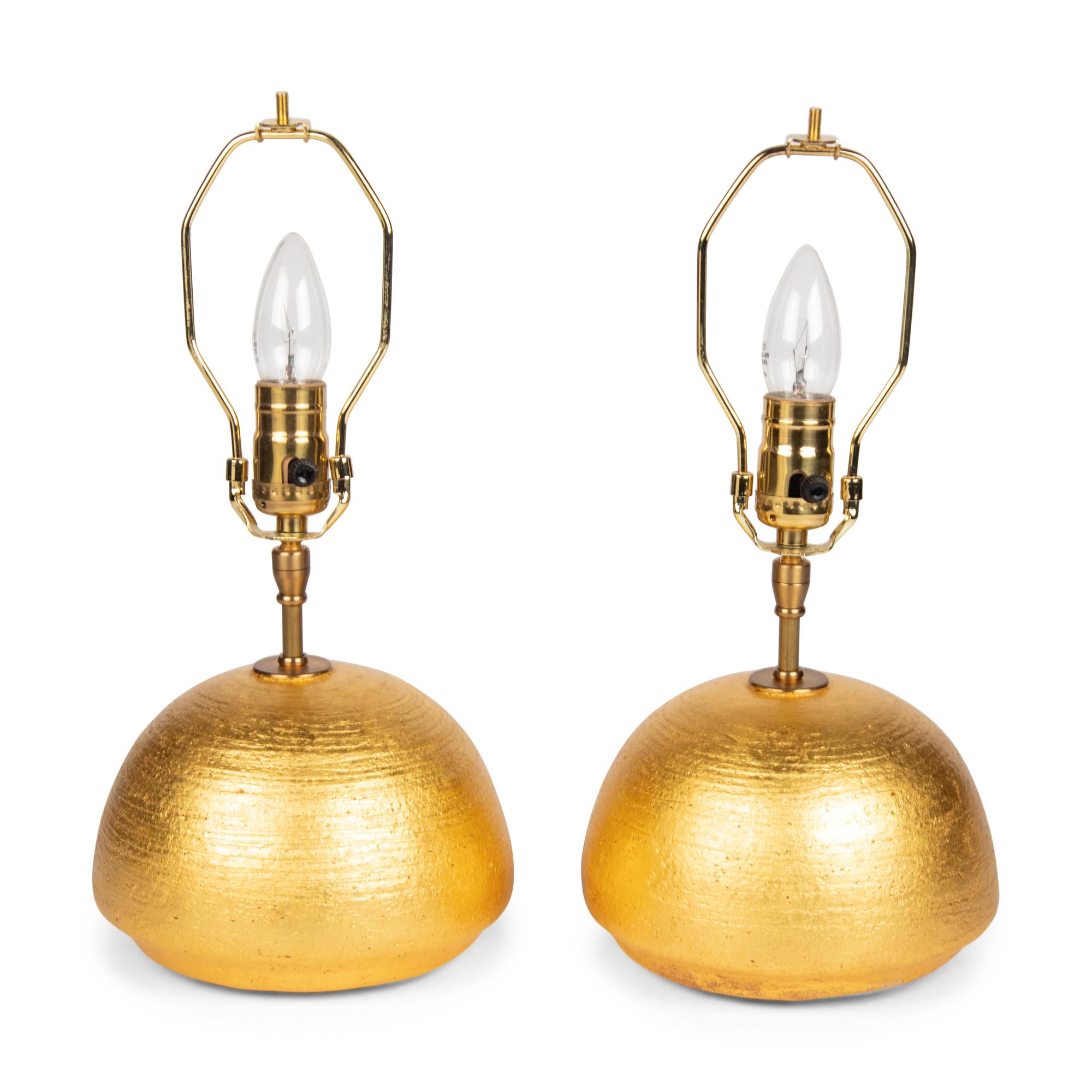 A Pair of Andrea Koeppel Gilded Ceramic Gumdrop Lamps