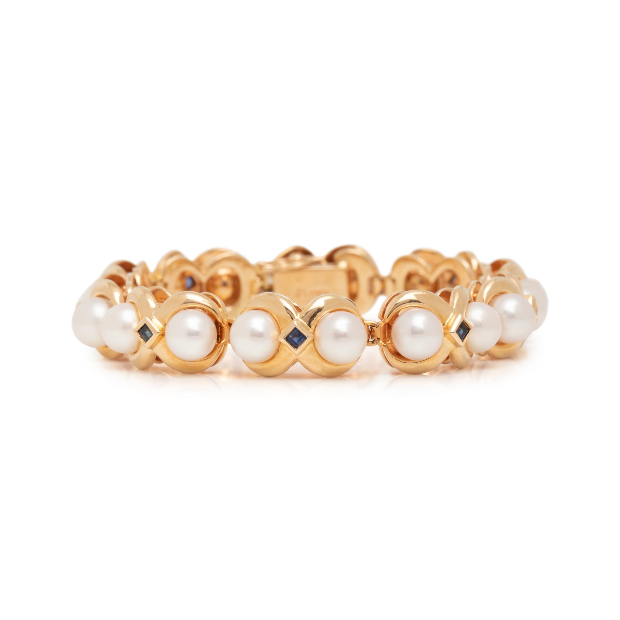 CULTURED PEARL AND SAPPHIRE BRACELET