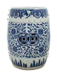 A Chinese Blue and White Porcelain Garden Stool