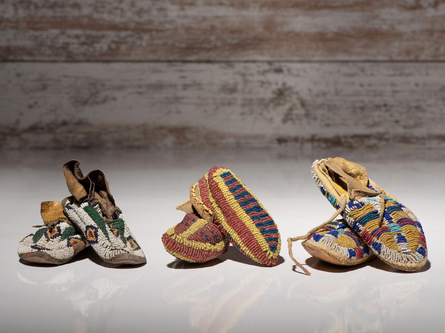 Sioux and Cheyenne Child's Beaded Hide Moccasins