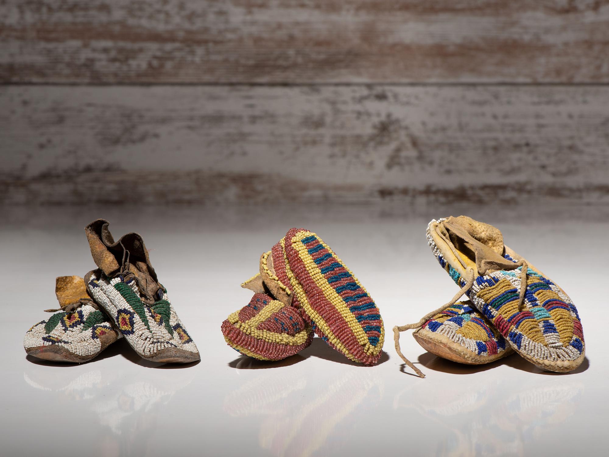 Sioux and Cheyenne Child's Beaded Hide Moccasins