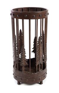 A Pressed Metal Umbrella Stand Height 25 3/8 inches.