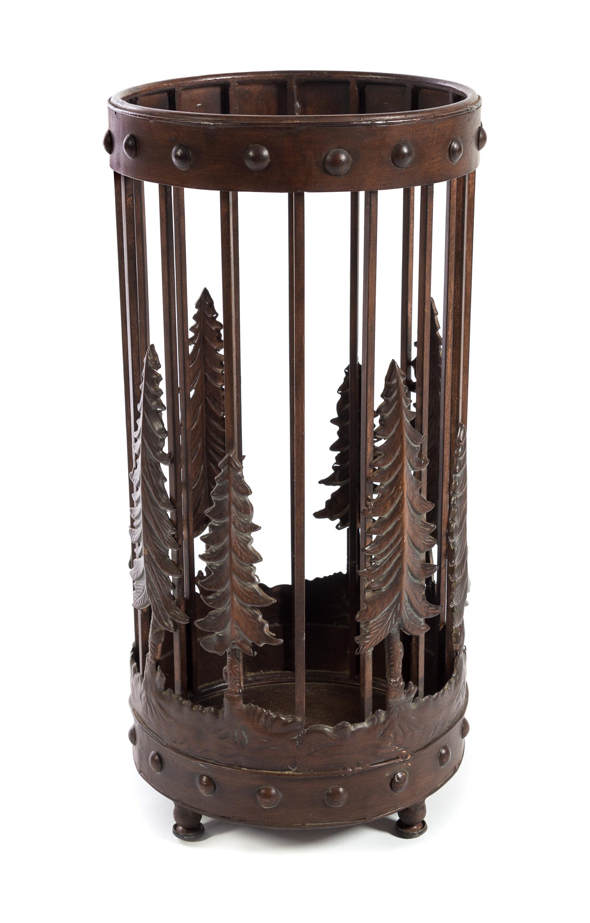 A Pressed Metal Umbrella Stand Height 25 3/8 inches.