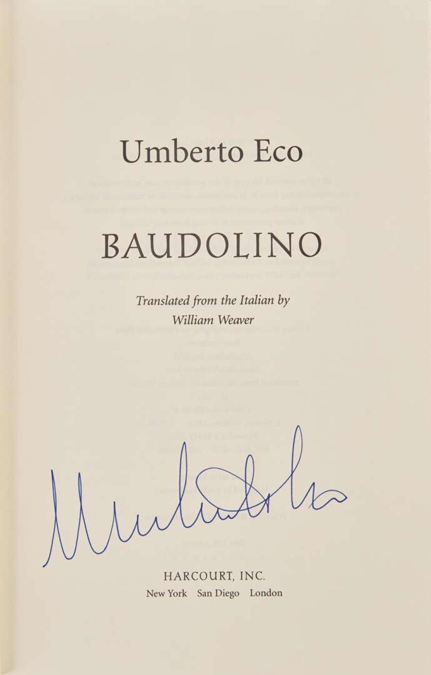 [Literature] Eco, Umberto: Group of 7 Signed Novels, Including 6 First Editions