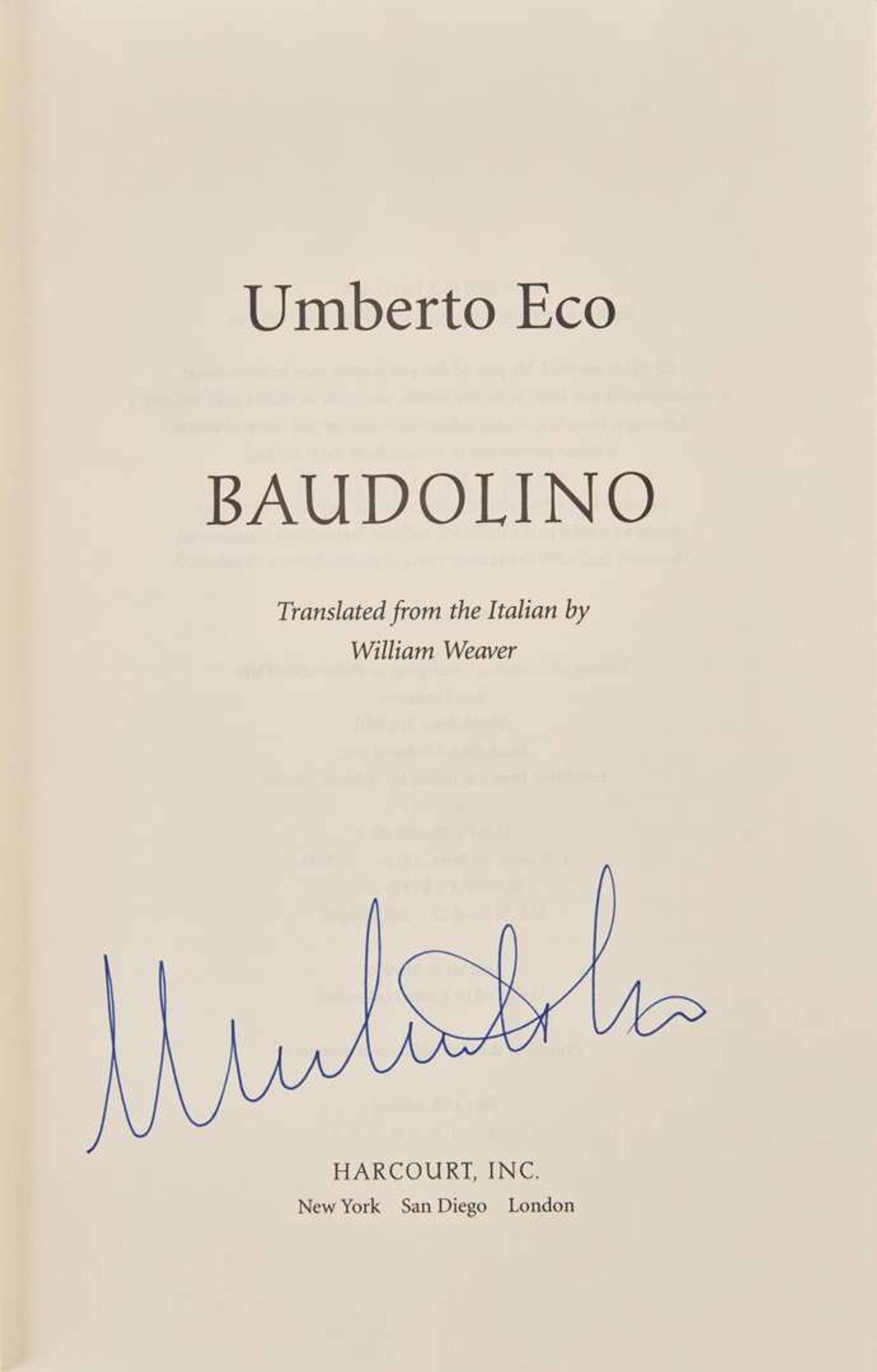 [Literature] Eco, Umberto: Group of 7 Signed Novels, Including 6 First Editions