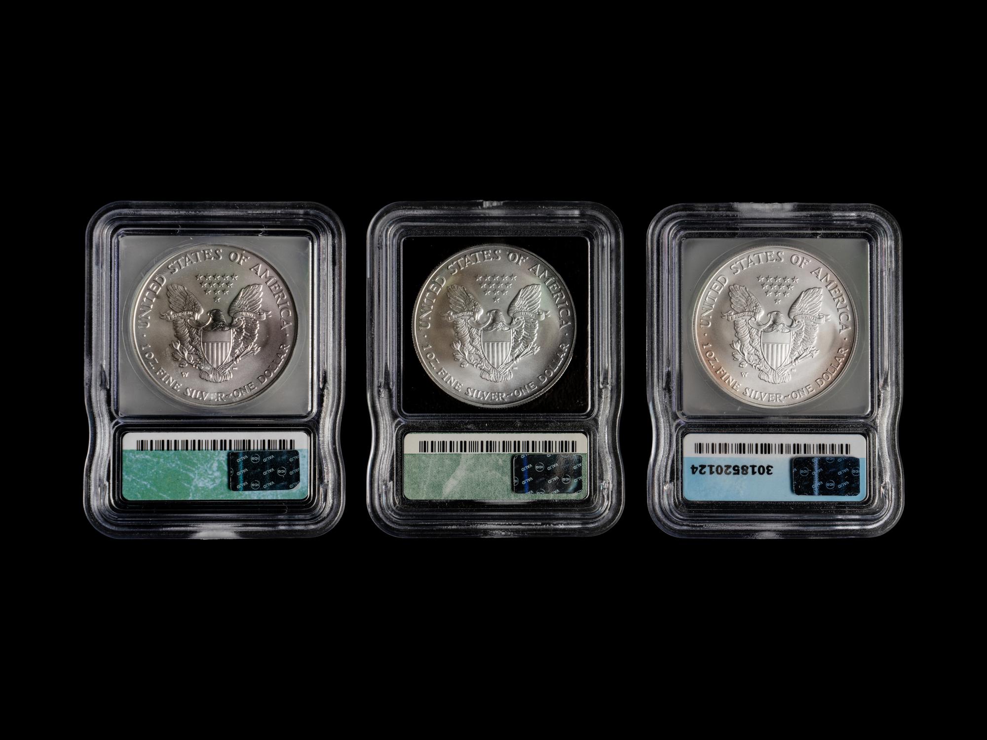 A Large Collection of One Hundred and Fourteen ICG Graded MS70 and SP70 Silver Eagle $1 Coins