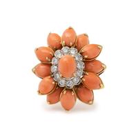 CORAL AND DIAMOND RING