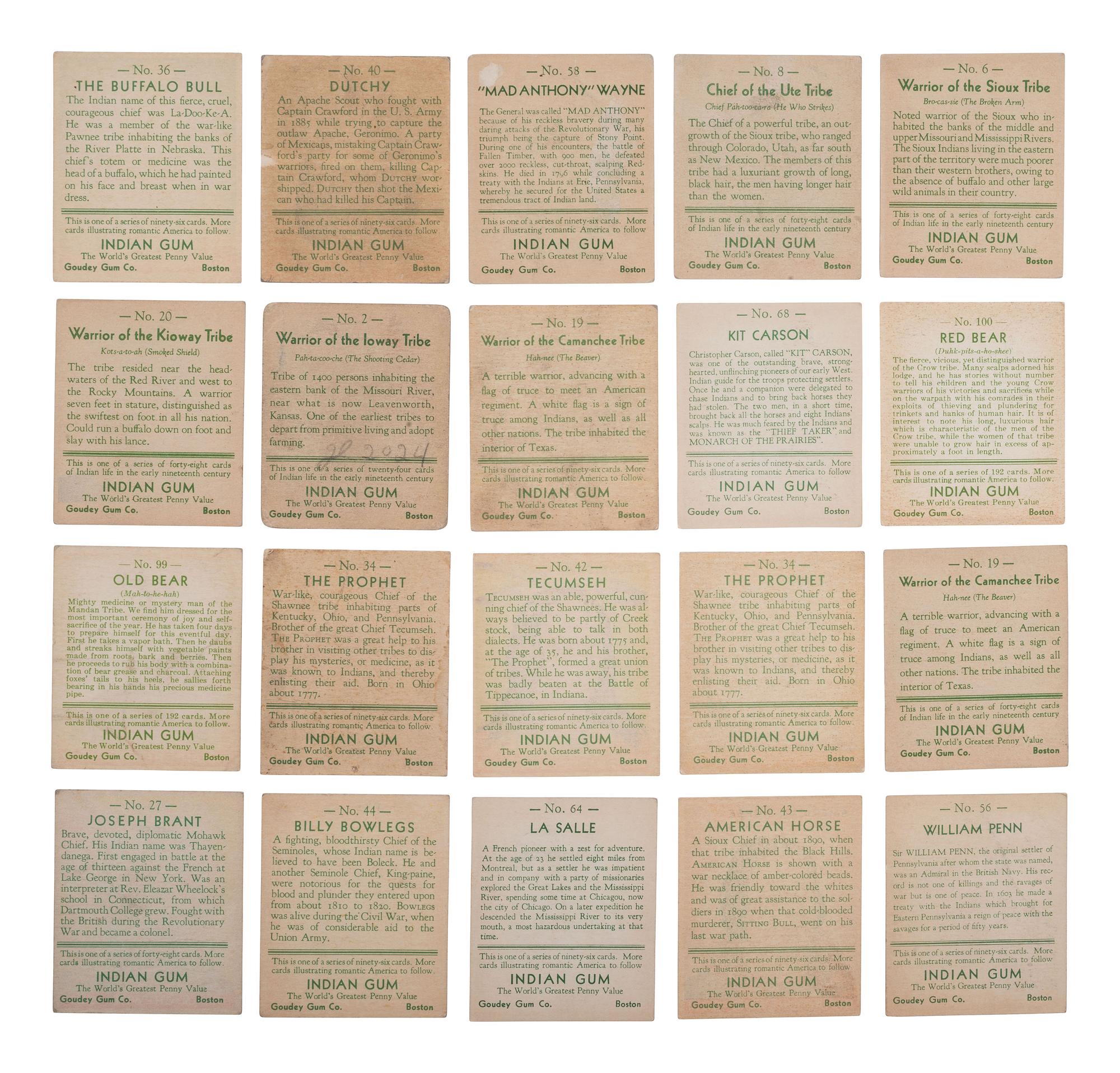 [NATIVE AMERICANS]. 180+ items, incl. RPPCs & "Indian Chewing Gum" cards.