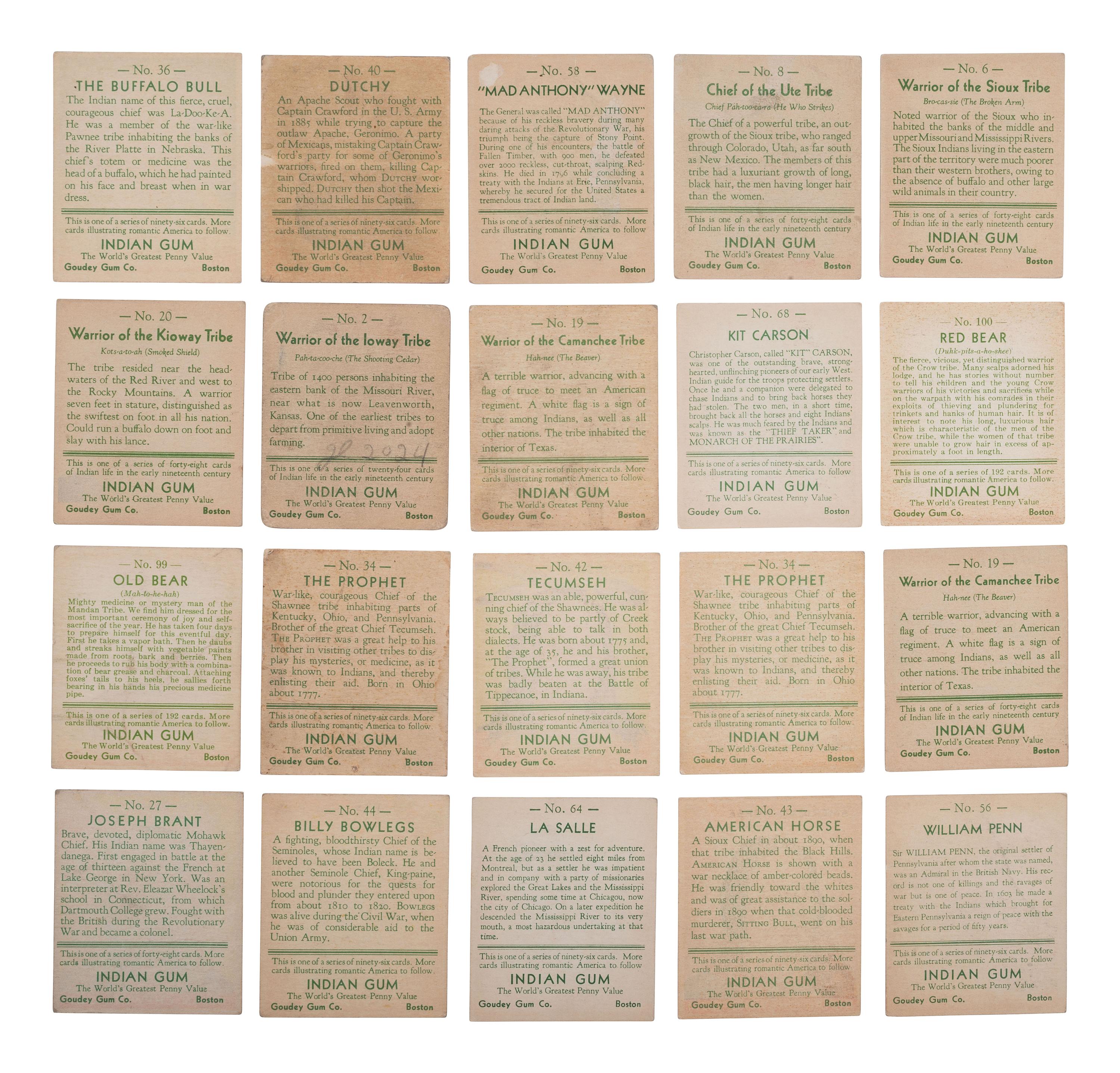 [NATIVE AMERICANS]. 180+ items, incl. RPPCs & "Indian Chewing Gum" cards.