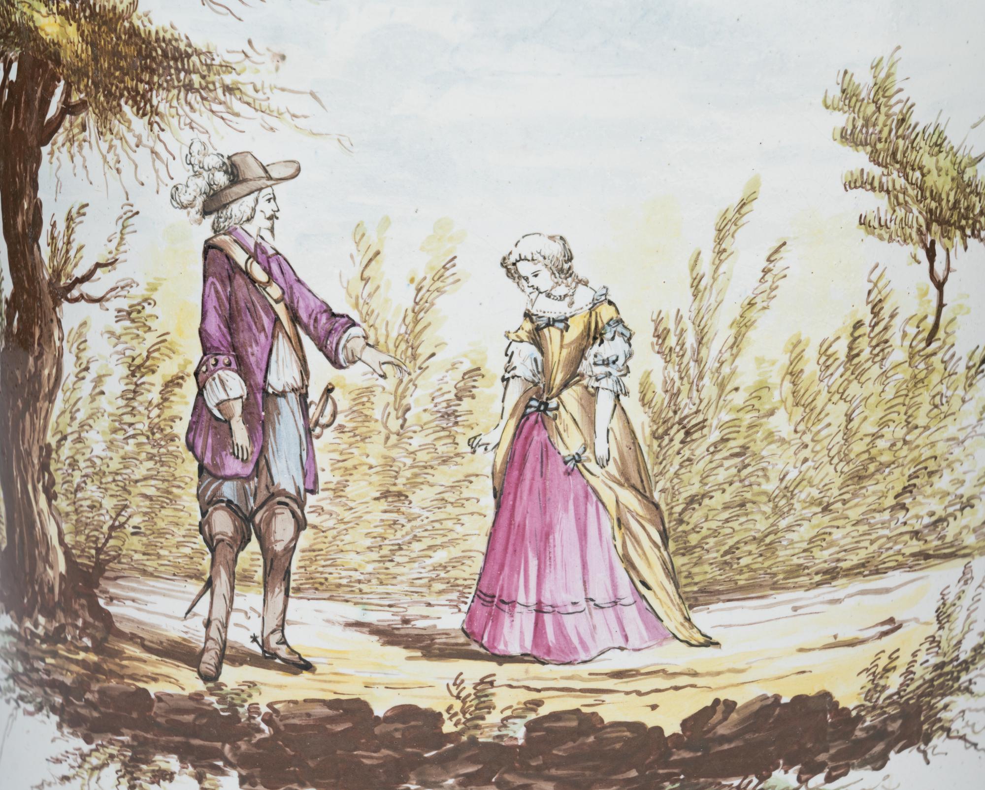 A Pair of French Polychrome Glazed Faience Jardinières