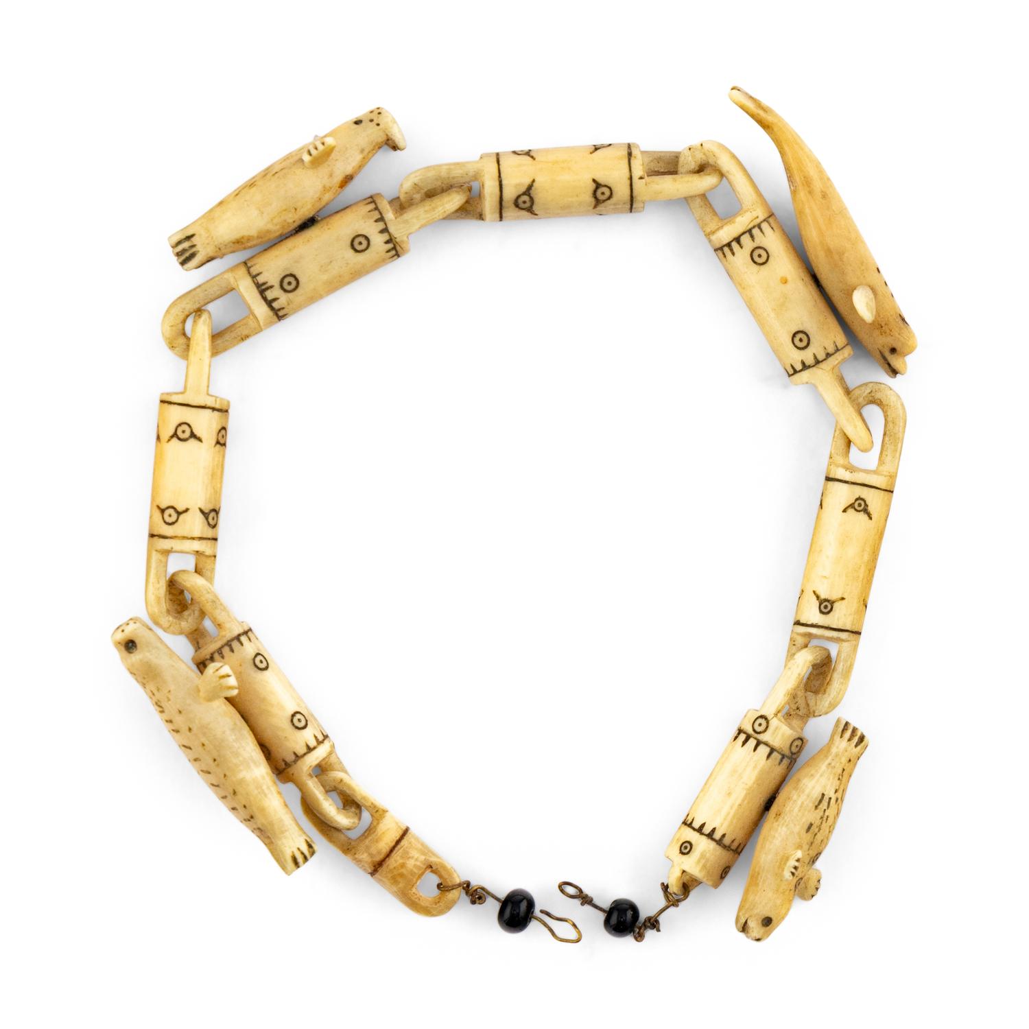 Inupiat Carved Bone Link Bracelet