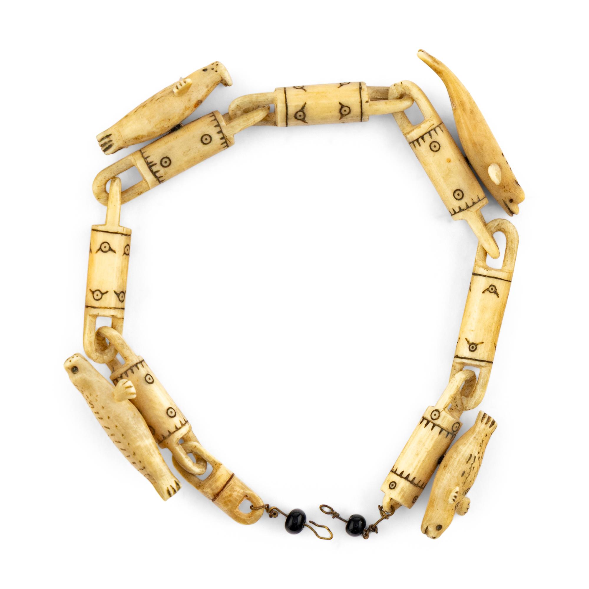 Inupiat Carved Bone Link Bracelet