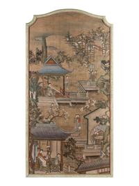 A Pair of Chinese Ink and Color on Silk Scroll Paintings