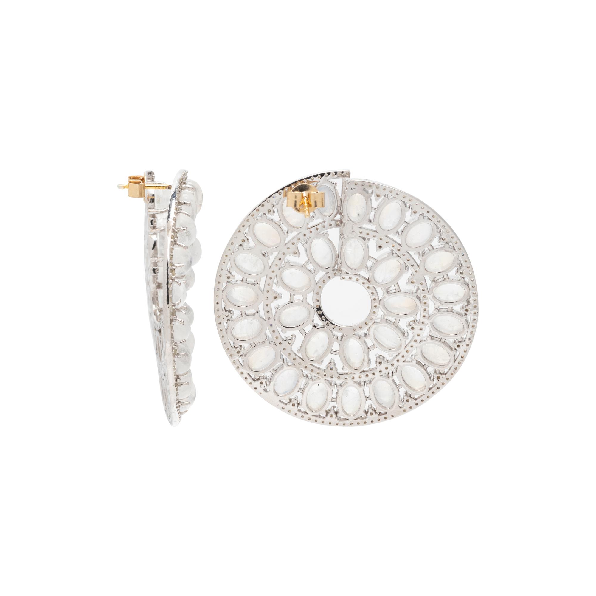 MOONSTONE AND DIAMOND EARRINGS