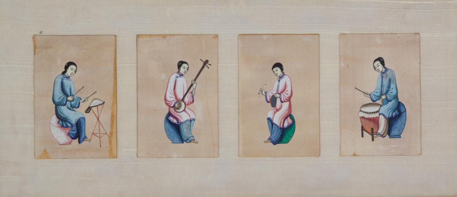 Chinese School, (19th Century), A Set of Eleven Works Depicting Females in Leisurely Pursuits