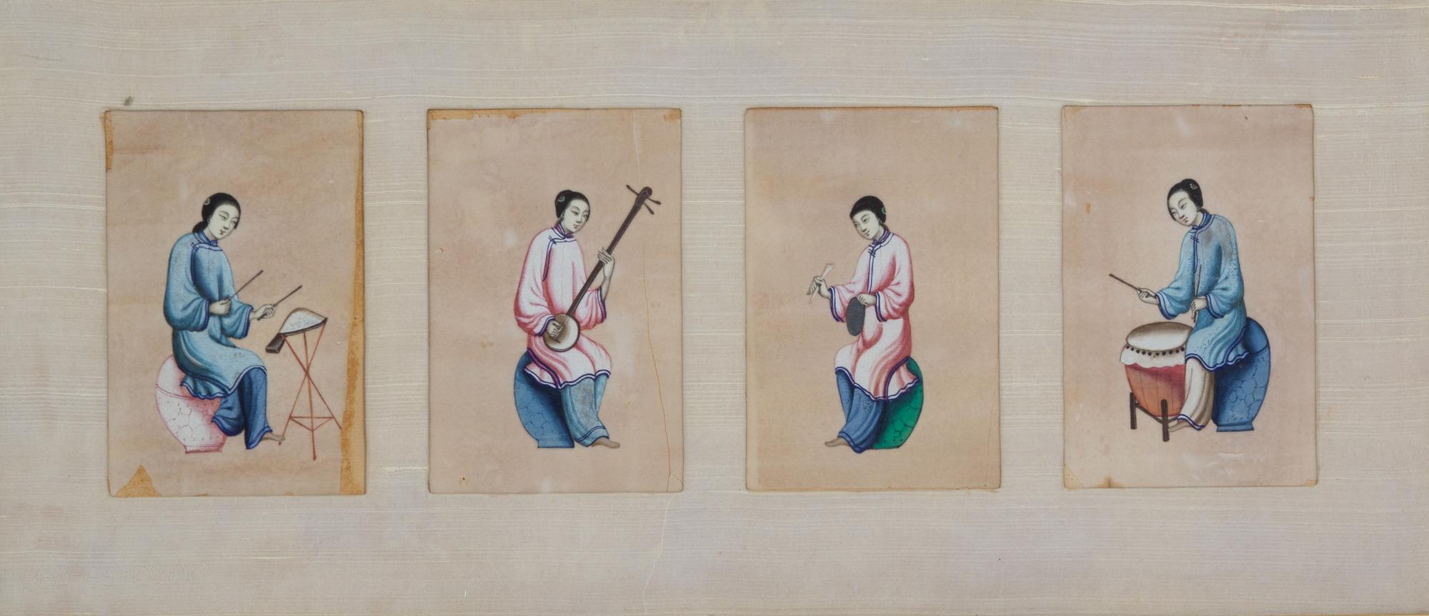 Chinese School, (19th Century), A Set of Eleven Works Depicting Females in Leisurely Pursuits