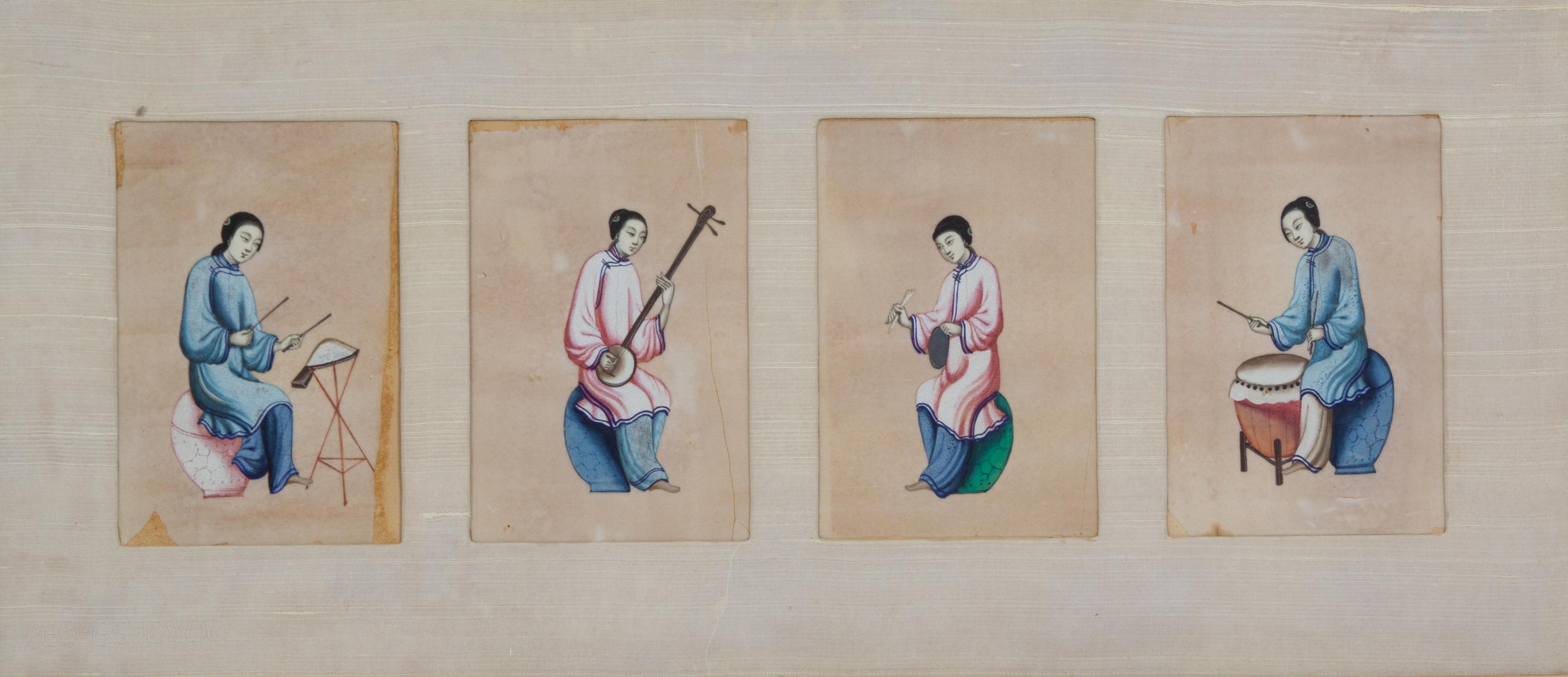 Chinese School, (19th Century), A Set of Eleven Works Depicting Females in Leisurely Pursuits