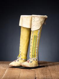 Kiowa Beaded Boot Moccasins, with Eagle Tail Design