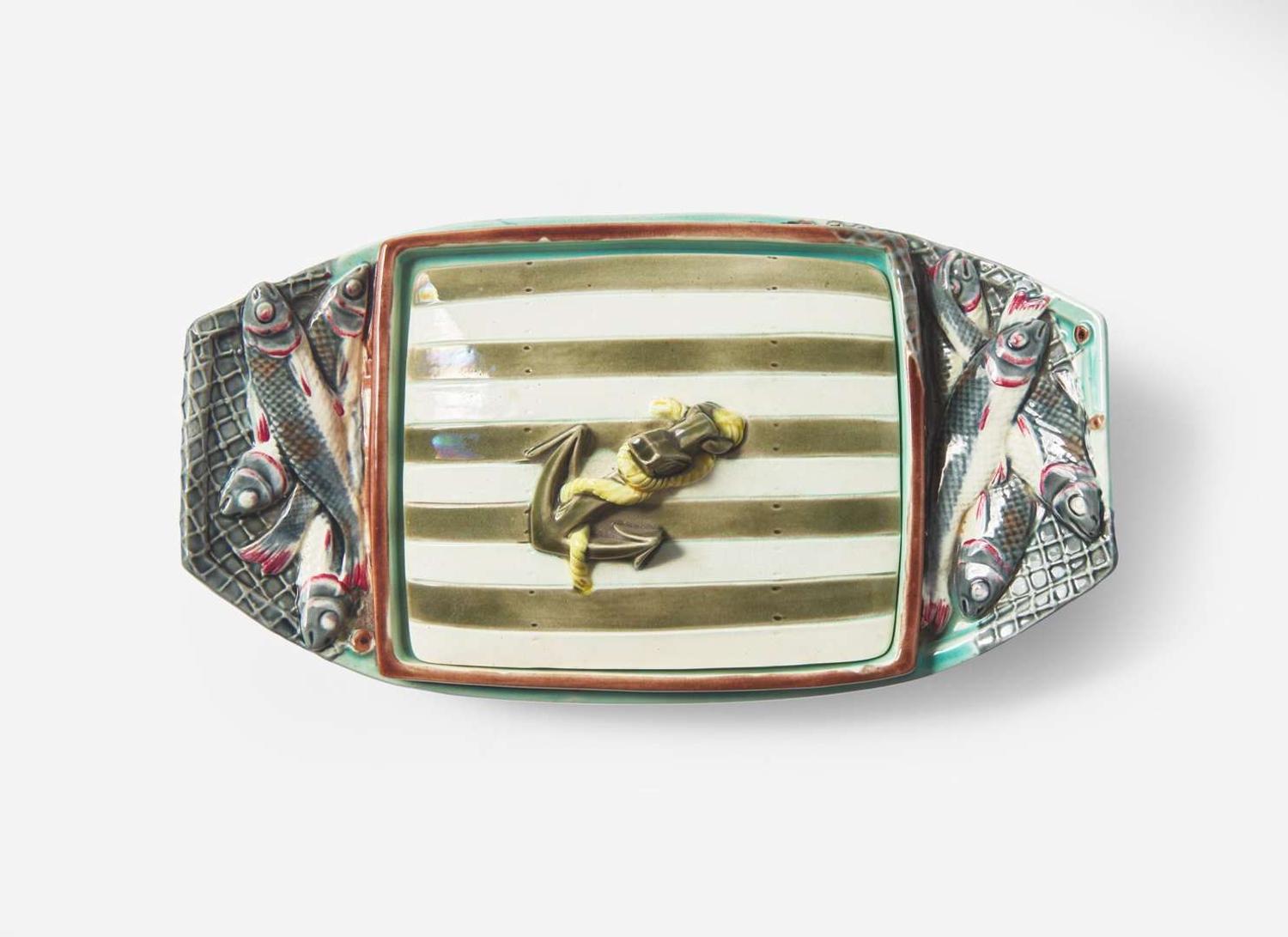 A Wedgwood Argenta Ware "Sardinia" Boat-Form Sardine Box, UK, 1878