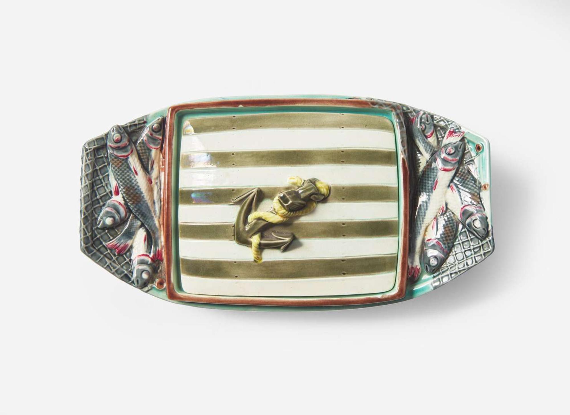 A Wedgwood Argenta Ware "Sardinia" Boat-Form Sardine Box, UK, 1878