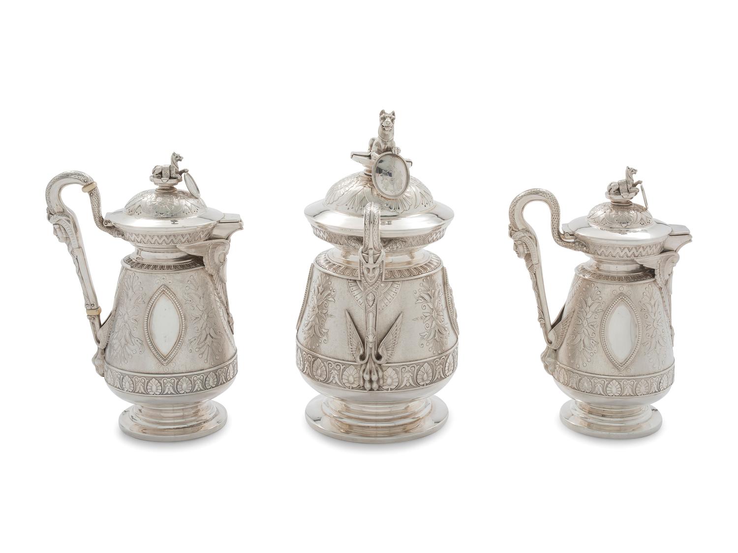 An American Aesthetic Movement Six-Piece Coin Silver Tea and Coffee Service