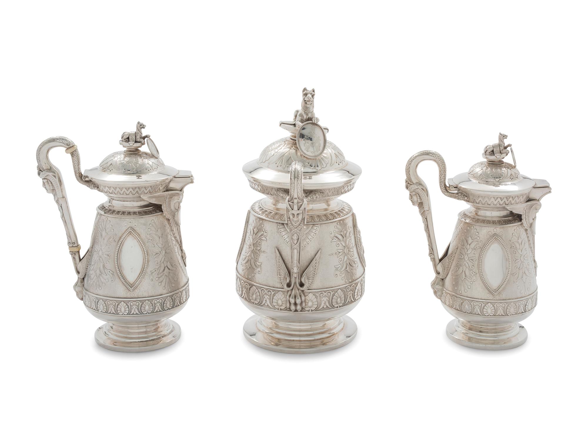 An American Aesthetic Movement Six-Piece Coin Silver Tea and Coffee Service