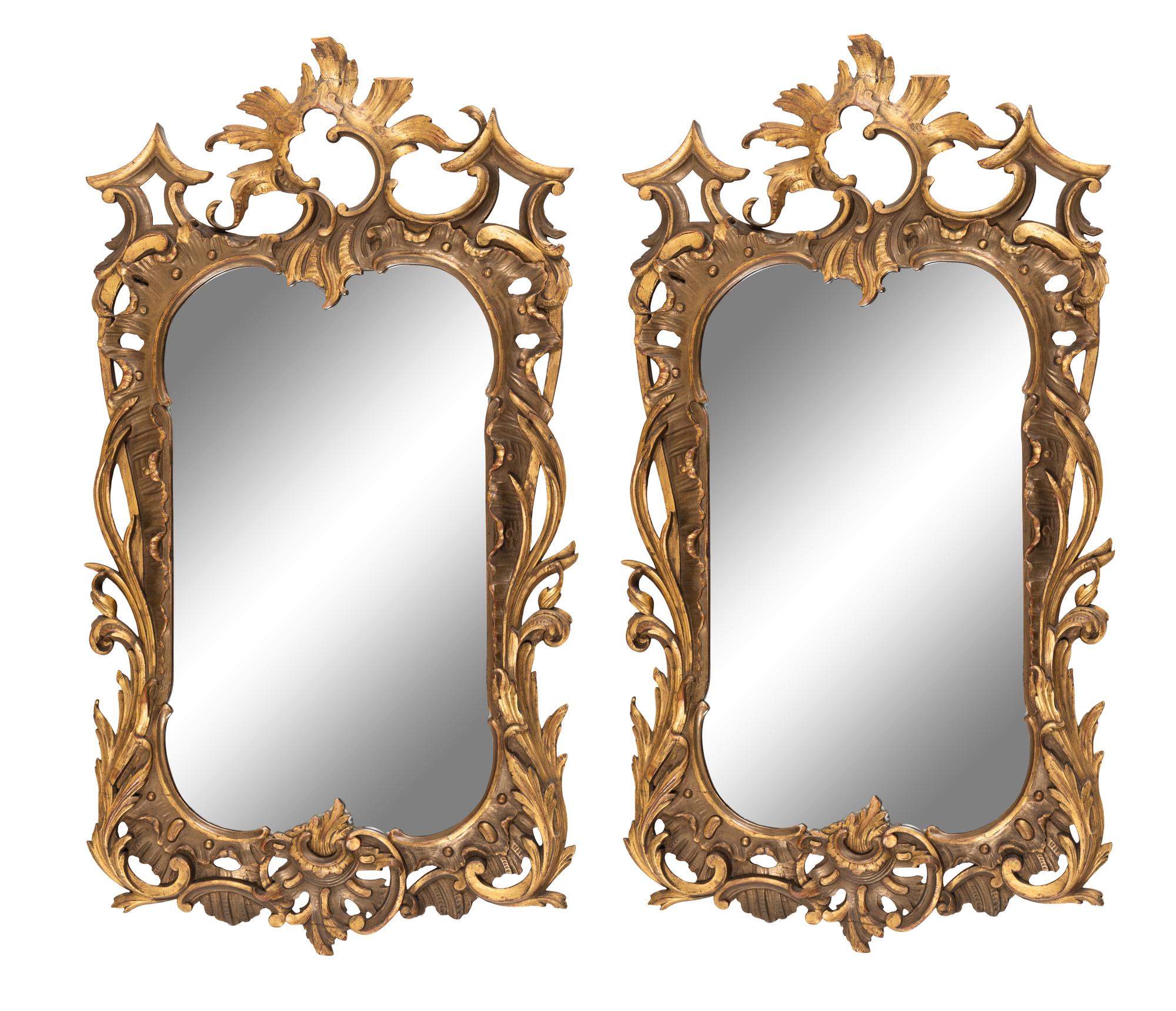 A Pair of George III Style Giltwood Mirrors