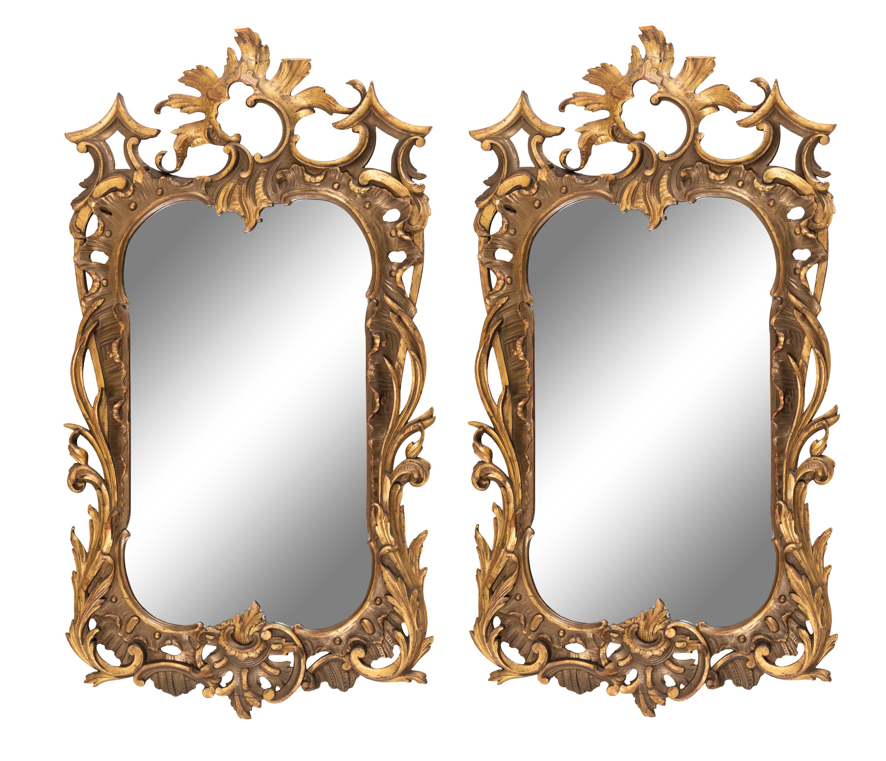 A Pair of George III Style Giltwood Mirrors