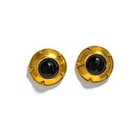 BLACK CORAL AND YELLOW GOLD EARRINGS