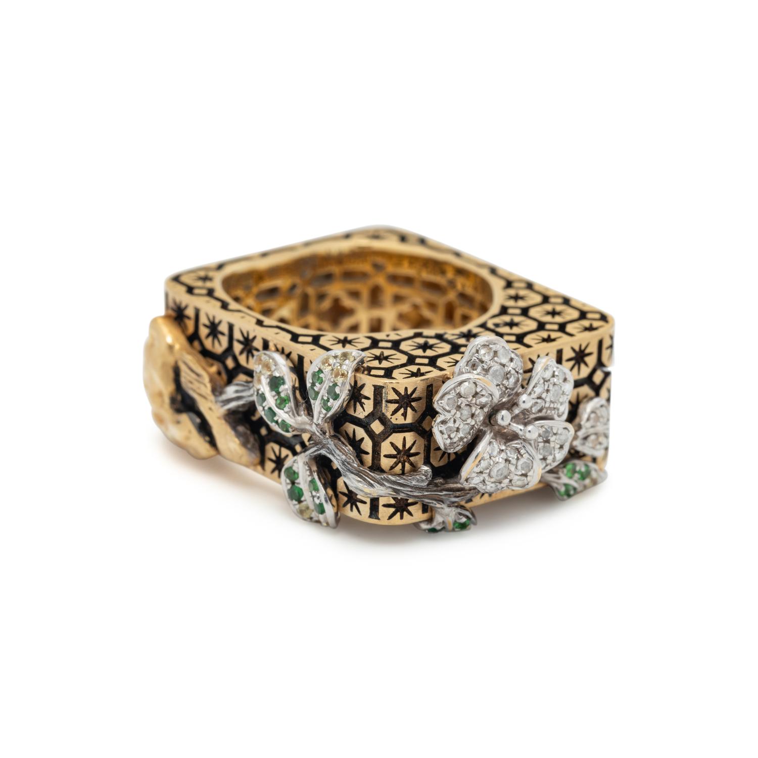 DICKSON YEWN, DIAMOND AND GEMSTONE 'FLORAL BROCADE' RING