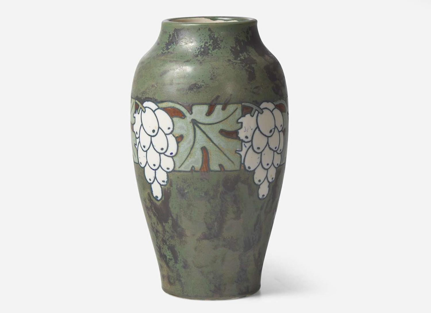 Charles Catteau for Boch Frères, Keramis Vase with Grapes