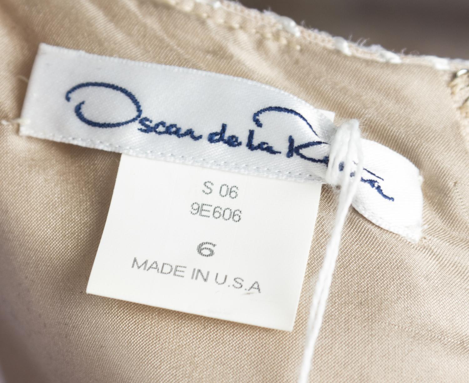 An Oscar de la Renta Tan Embroidered Dress, Size: 6.