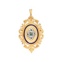 YELLOW GOLD, EMERALD AND DIAMOND PENDANT/BROOCH