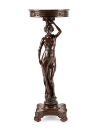 A Victorian Carved Oak Figural Pedestal