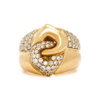 BULGARI, YELLOW GOLD AND DIAMOND 'DOPPIO CUORE' RING