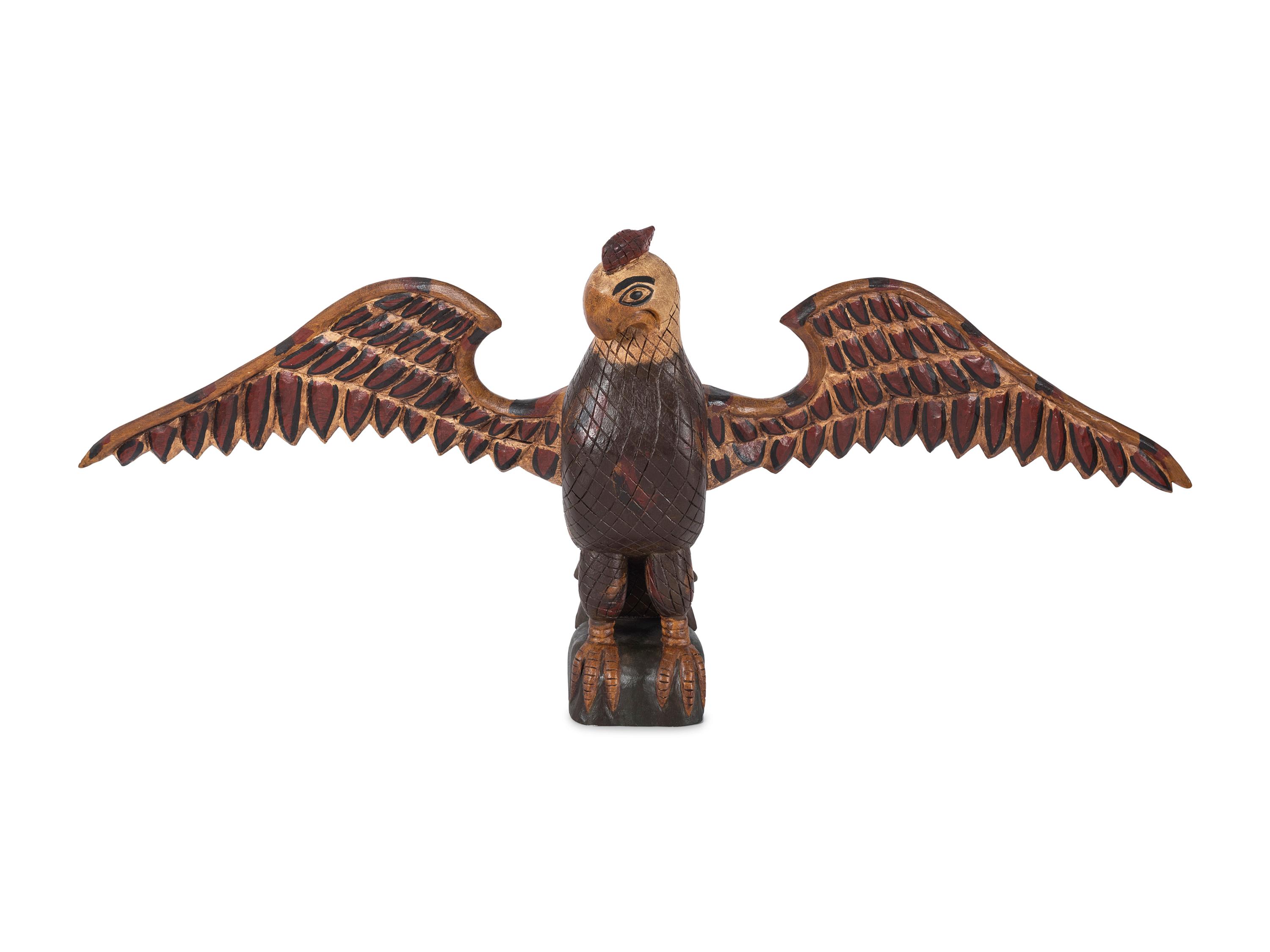 Three Carved and Polychrome Painted Wood Eagles