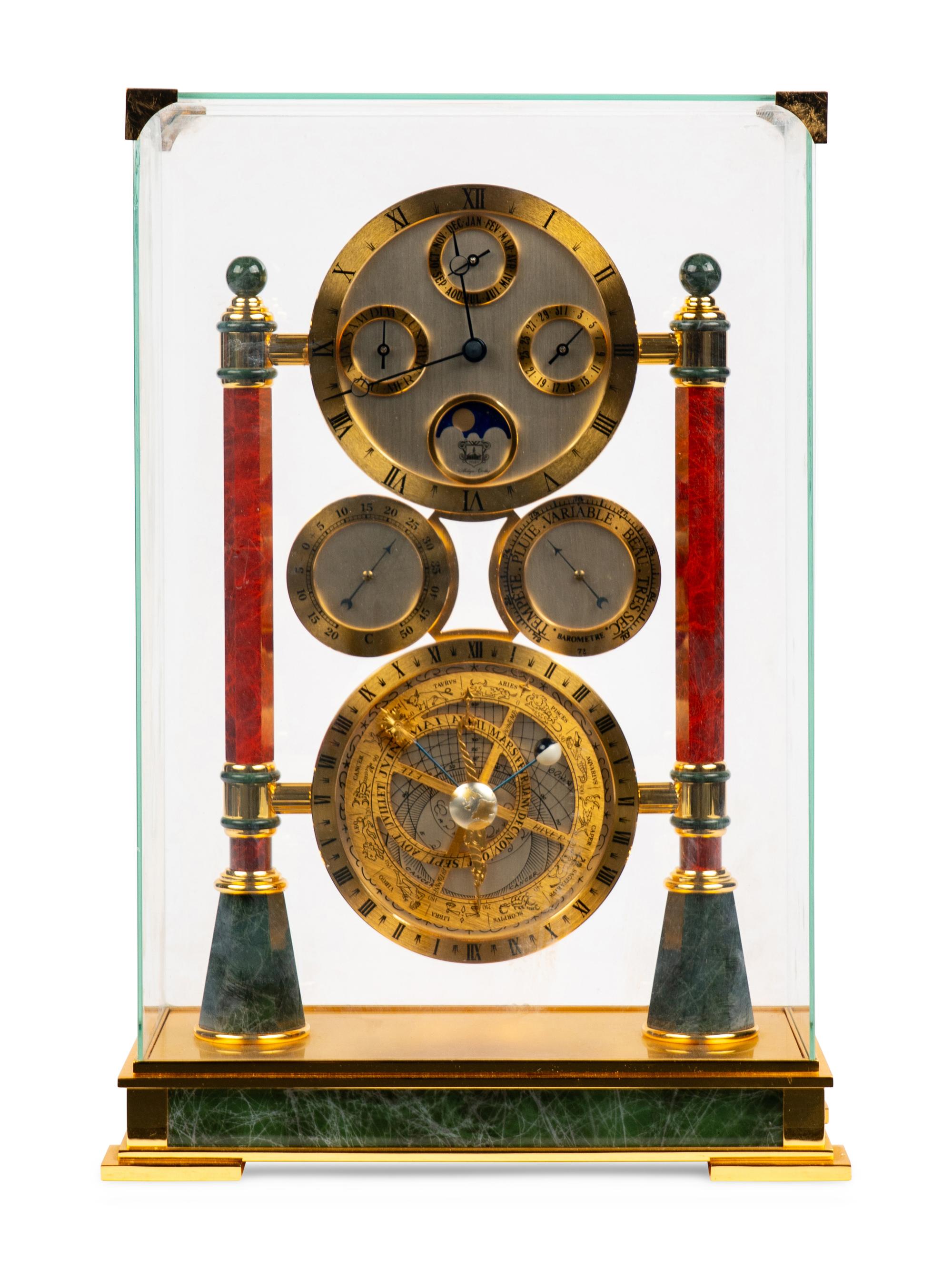 A Swiss Gilt Metal and Marble Mantel Clock