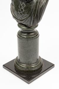 A Continental Carved Green Marble Bust