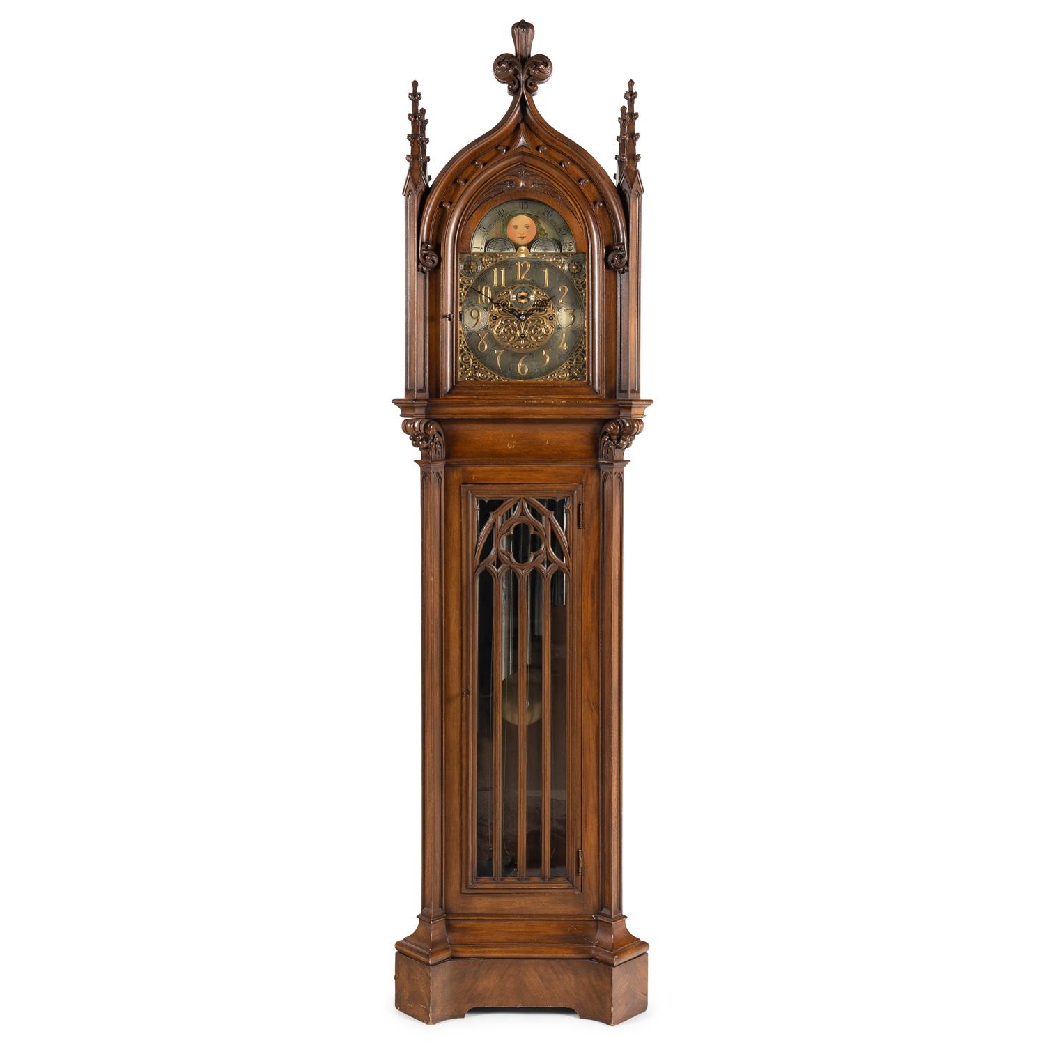 A Herschede Gothic Revival Tube-Striking Tall Case Clock