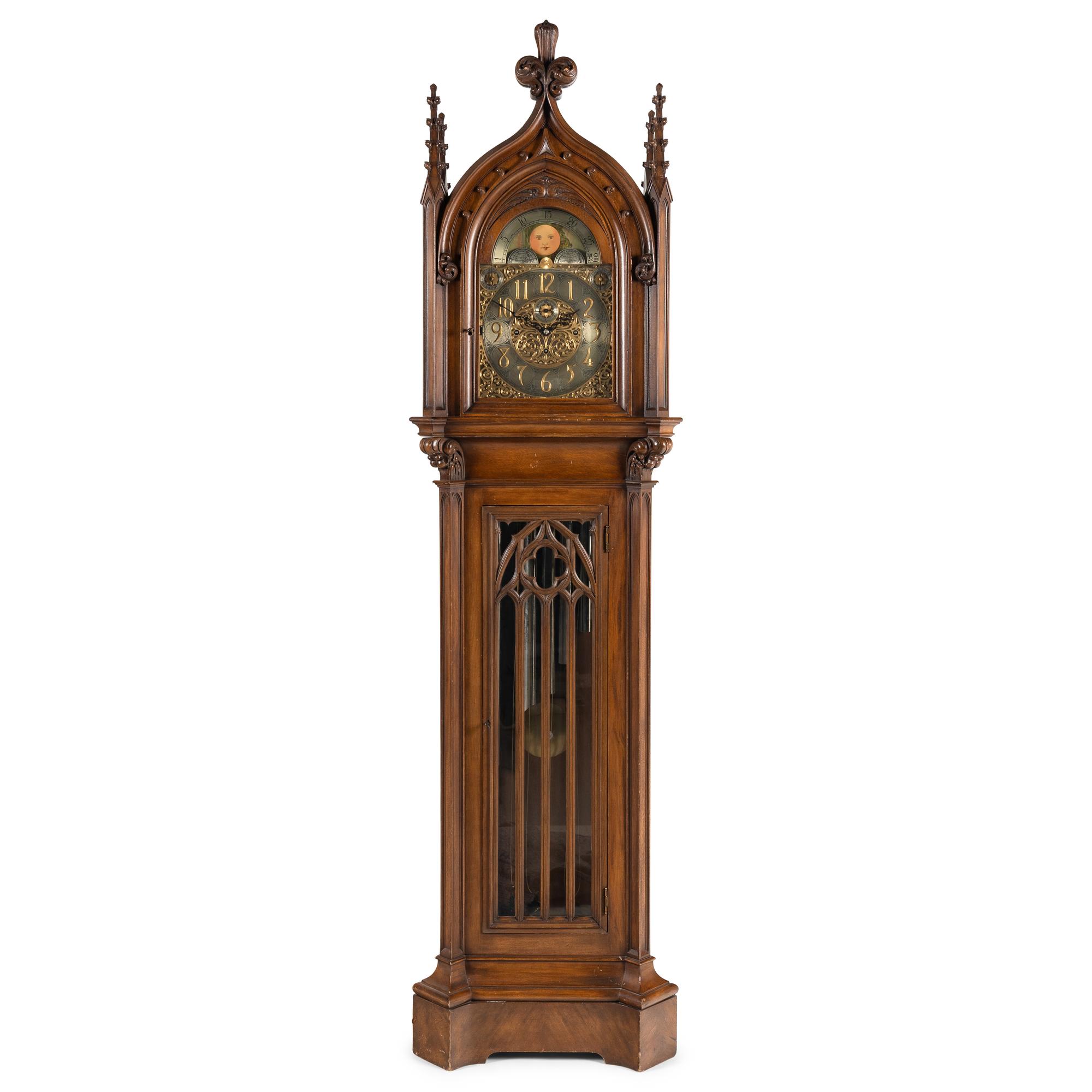A Herschede Gothic Revival Tube-Striking Tall Case Clock