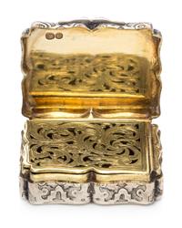 A Victorian Silver Vinaigrette, Charles Rawlings & William Summers, London, 1847, the case worked to show geometric and scroll decorati