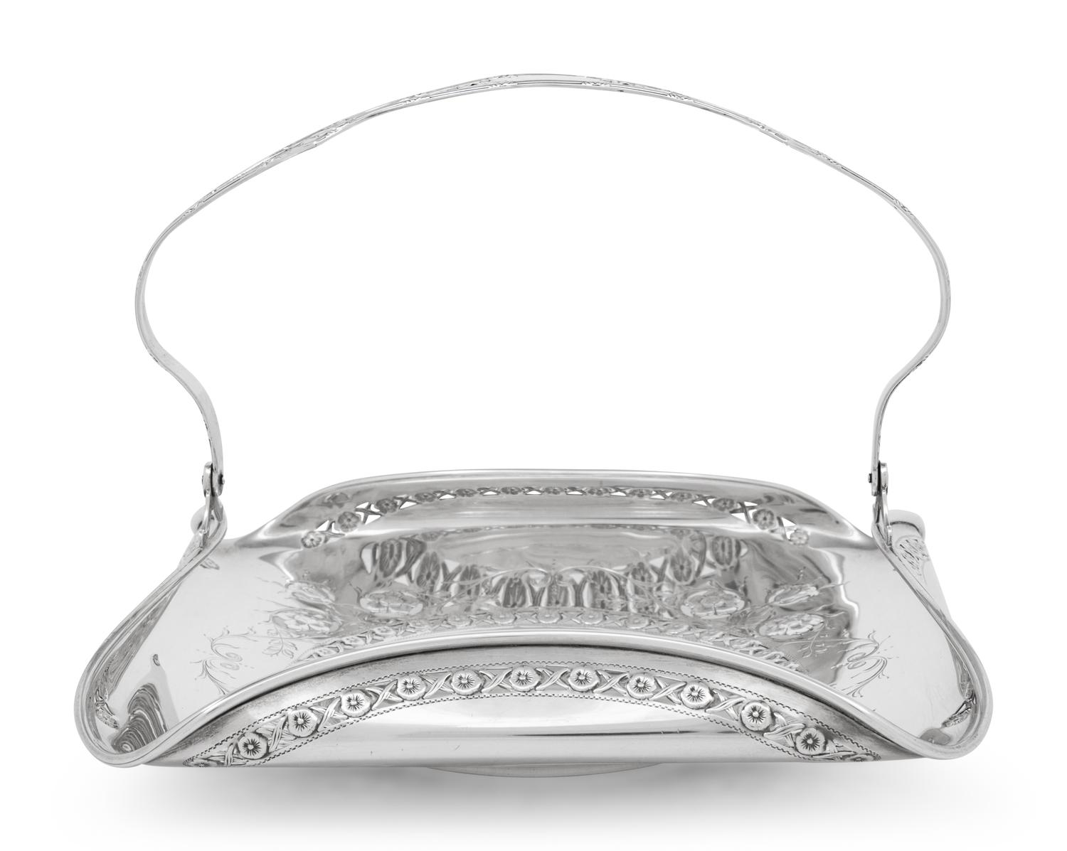 An English Silver Cake Basket and an American Silver Sandwich Plate