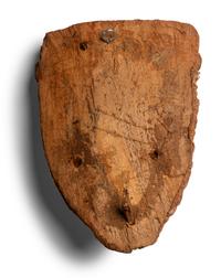 An Egyptian Wood and Painted Cartonnage Mummy Mask